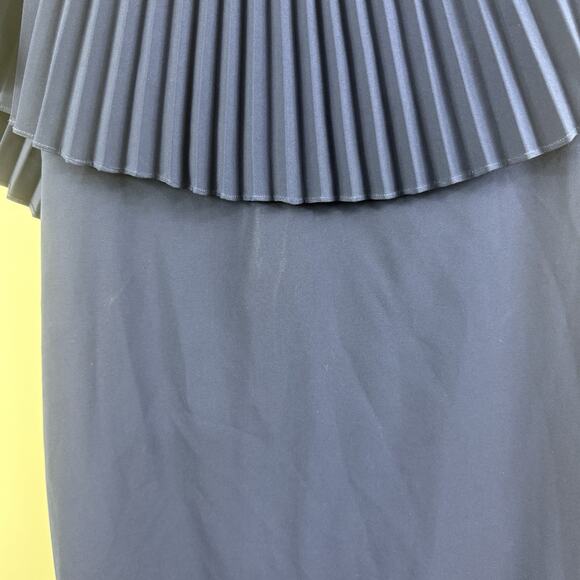 Theia Stretch Crepe Fitted Mermaid Gown with Pleated Cape Size 16 Evening Formal - Picture 6 of 16